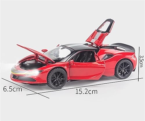 Image of Alloy Metal Pull Back Die-cast Car 1:32 Ferrari SF90 Diecast Metal Pullback Toy car with Openable Doors & Light, Music Boys Gifts Toys for Kids【RED】