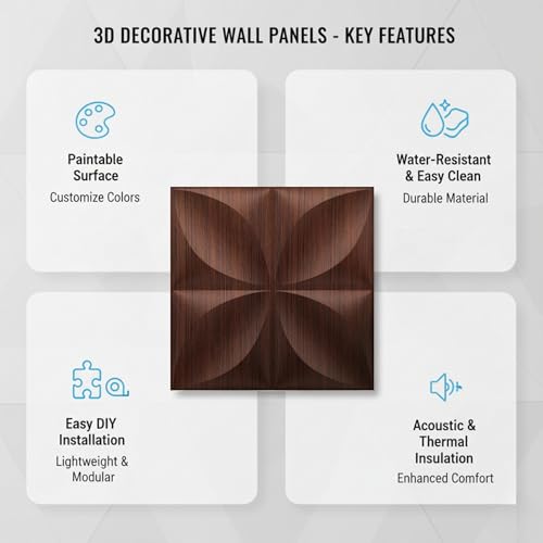 Image of Kayra Decor PVC Wall Panel Butterfly Design Walnut Wood Color 19.7 inch x 19.7 inch (Pack of 40) - Covers 107.80 Sq. Ft.