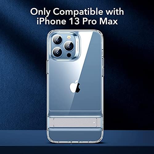 ESR Metal Kickstand Case Compatible with iPhone 13 Pro Max, Patented Two-Way Stand, Reinforced Drop Protection, Slim Flexible Back Cover, Clear