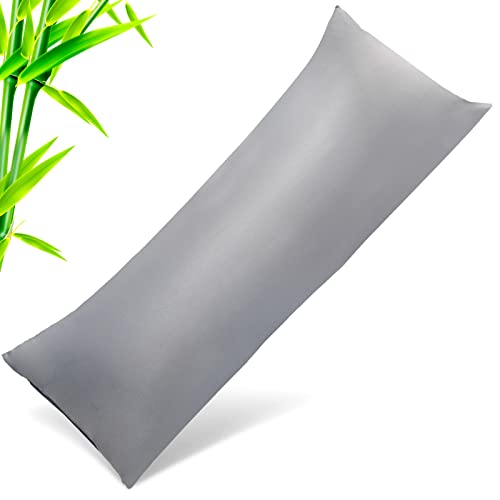Body Cooling Pillow Cases Cover, Bamboo Rayon Dark Grey Body Pillowcases with Zipper Closure, Cool...