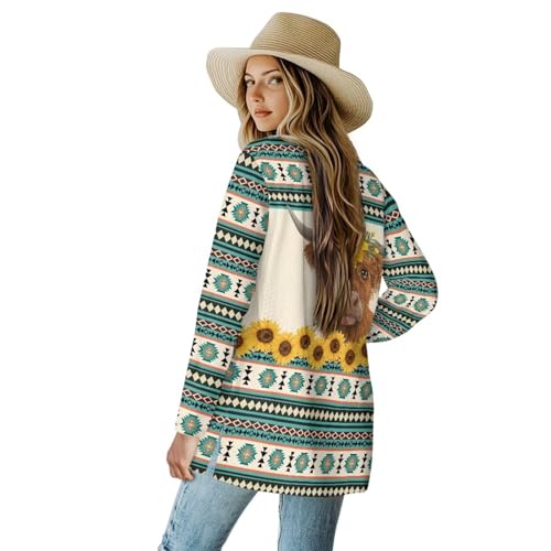 Image of Women's Open Front Cardigan Long Sleeve Loose Sweater Lightweight Soft Cardigan Jackets