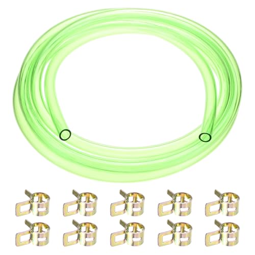 METERXITY Tuyau carburant 6mm ID 8mm OD 2m, 10 colliers, vert