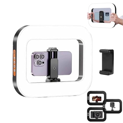 Rechargeable Selfie Portable Ring Light – Adjustable Bicolor Fill Light, Phone Video Stabilizer for iPhone with 4400mah Built-in Battery (Only fill light)