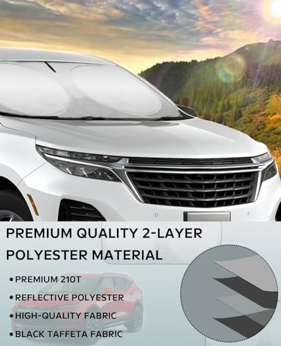 Image of Windshield Sun Shade for Ford Escape 2020-2026 Front Window Shade Sunshade | 240T Polyester Material for Escape Accessories Sun Protector UV Heat Reflector Front Windshield Cover