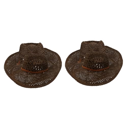 Chapeau de cowboy en paille LIFKOME lot de 2 visières de protection solaire été style occidental