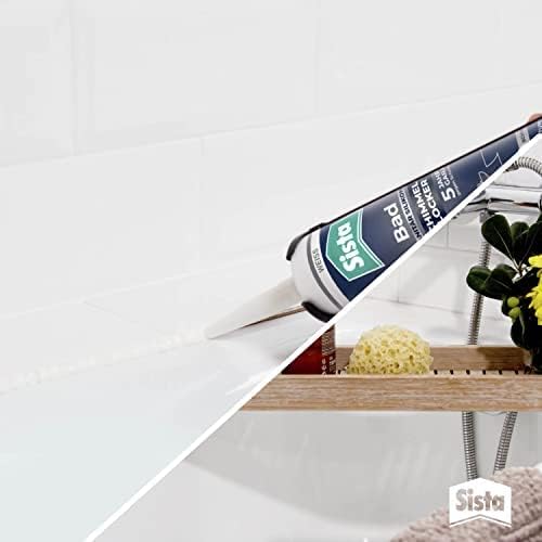 Sista Pattex Bad Silikon, Sanitärsilikon für neuen Glanz im Bad, Fugendichtmasse mit vielfachem Schimmelschutz, antibakterielle Dichtmasse für viele Materialien*, 1x280ml, weiß