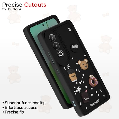 Image of Outlouders Back Cover for OnePlus Nord CE 4 5G | 3D Cartoon Bear Cute Fun Silicone Full Body Protection Bumper Case (Black)