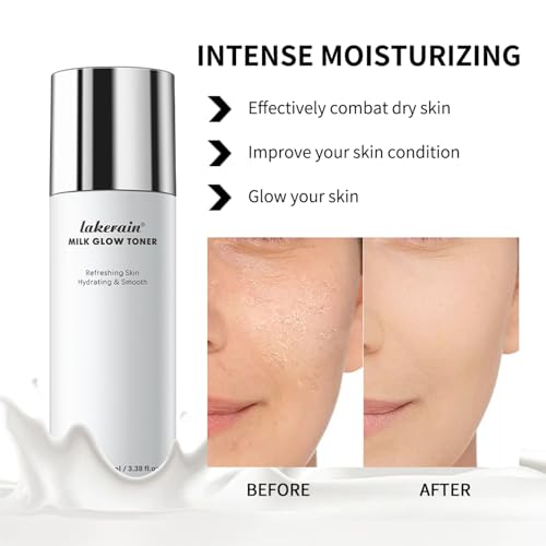 NICEFACE Milk Glow Toner for Face - Deep Hydrating Milky Facial Toner with Niacinamide, Refreshing Skin, Moisturizer & Smooth, Ordinary Toner Skin Care, Cruelty Free, Vegan (100ml), White