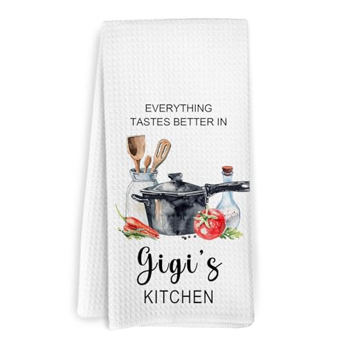 KFXHANGD Gigi Gifts Kitchen Towels, Gigi Gift for Grandma, Mothers Day Birthday Gifts for Grandmother Grandma, Grandmas Decorative Dish Hand Tea Towels for Kitchen Decor, 16x24 Inch