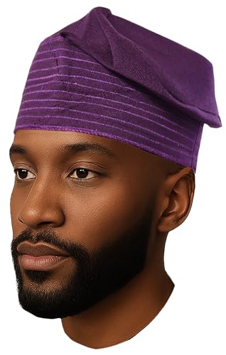 Men’s Purple ASO Oke Hat – Authentic Yoruba Handwoven Cap, Nigerian Senator & Cultural Headwear