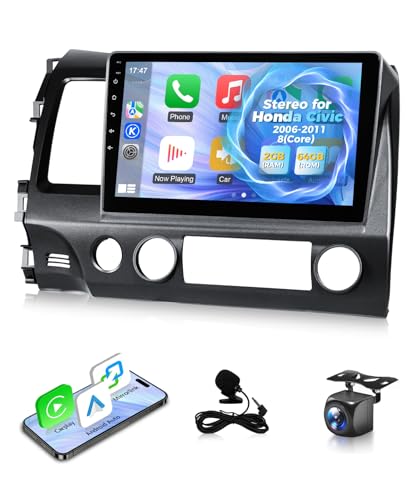 XGU 8 Core 2+64G Car Stereo for Honda Civic 2006 2007 2008 2009 2010 2011 Radio Apple Carplay Android Auto,10.1" Touch Screen for Civic Head Unit GPS Navi,5G WiFi,FM RDS EQ HiFi,SWC,Backup Camera