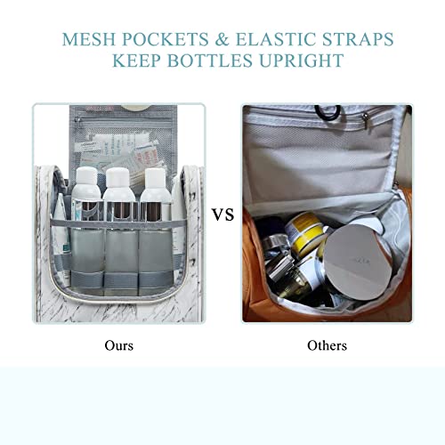 Bagsmart Large Toiletry Bag Hanging Travel Toiletry Bag For Women, Toiletry Organize Bag For Traveling, Water-Resistant Cosmetic Makeup Travel Bag For Full Sized Toiletries White Marble Pattern #TOP4