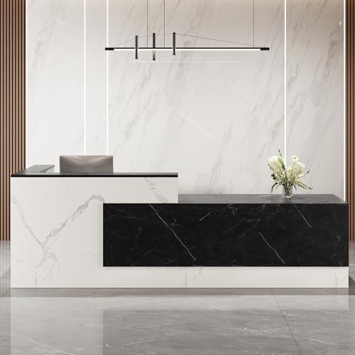 Reception Desk with Counter – Large Wooden Reception Station with Lockable Drawers & Storage Cabinet