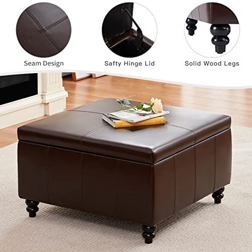 Huimo Square Storage Ottoman,Ottoman Coffee Table With Storage,Oversized Ottoman ,Tufted Storage Ottoman For Living Room (Brown) #TOP4
