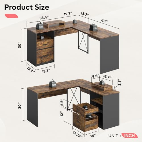Bestier L-Shaped Desk with Drawers for Office