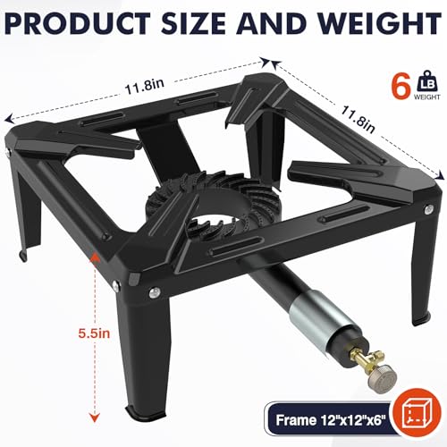 Llamaviva Portable Propane Burner Stove Single Wok Burner with 4ft Hose, Heavy Duty Steel Outdoor Stove, 5.95lbs Lightwe - Additional View