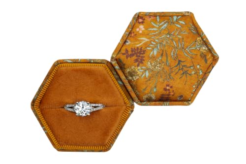 Beatrix & Luca Marigold Meadow Floral Velvet Ring Box | Single