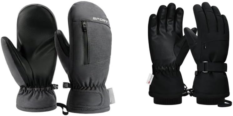 Waterproof Ski Mittens with Inside Glove Liners for Women Men Youth Cold Weather Snow Gloves with Hands Warmer Zipper Pocket Winter Gloves for Skiing, Snowboarding, Snowmobiling, Snowy Hike, Snow Trip