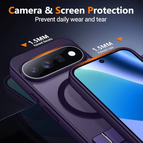 Image of SPIDERCASE Magnetic for Google Pixel 11 Pro XL Case,Built-in Stand,Purple | [3 Stand Ways] Invisible Kickstand|Translucent Matte|Drop Protection| Shockproof Slim Case