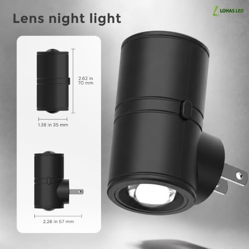 Image of L LOHAS LED Night Lights Plug into Wall,Light Sensor, Projector Night Light | 4Pack,180Rotating Nightlight,10 /50 /100LM Dimmable,Soft White,Dusk to Dawn,Ambient Lighting Mini for Bathroom,Decor,Kids,Gift