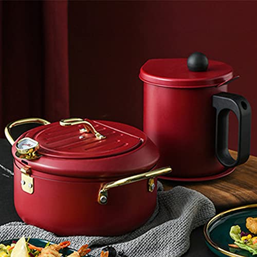 Fritadeira, Fritadeira Com Termômetro, Tampa De Fritadeira De Aço Inoxidável Antiaderente E Escorred