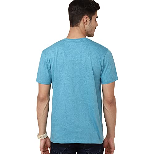 Image of Free Authority Friends Printed Regular Fit Blue Cotton Men's T-Shirt