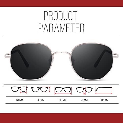 Image of PATHAN SHAH RUKH KHAN Inspired UV Protected Unisex Sunglasses | Hexagonal Design SRK PATHAN Eyewear (Silver-Black)