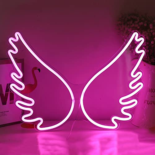 MZNTBW Neonlicht Zeichen LED Engel Flügel Nachtlichter, USB-betrieben Leuchtreklame LED Leuchtschild, Acryl Neon Sign für Bierbar, Musikstudio, Schlafzimmer, Wanddekoration, Party, Clubpink Light Cover