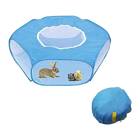 WorthPlanet Small Animal Playpen Anti Escape Cage Tent Foldable Pet Cage Tent with Zippered Cover Breathable Transparent Pet Playpen Portable Pop Open Outdoor/Indoor Exercise Fence W280002 Cover