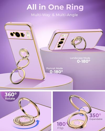 Coque de protection luxe pour Google Pixel 8 Pro au design cœur chic violet - 3