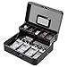 Kyodoled Money Box with Combination Lock, Metal Cash Box with Money Tray, Cash Register,5 Compartments Cantilever Tray & 4 Spring-Loaded Clips for Bills,11.81"x 9.45"x 3.54" Black