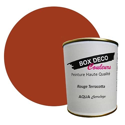BOX DECO COULEURS Peinture carrelage et faïence murale à base de laque polyuréthane mono-composante aspect velours-satin Aqua carrelage - 750 ml / 7.5m², Rouge Terracotta