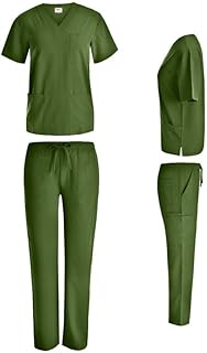 Beverly Hills Uniforms Unisex 4-Way Stretch Scrubs Set Top and Pants (Olive Green, X-Small)