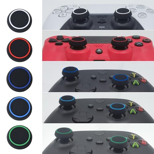 Zhi-Nylldjs Controller Thumb Grips For Ps5/4,Controller Thumb Caps For Xbox,Joystick Stick Grips For Switch Pro Controller,Precision Rings&Thumb Grips Set(30Pcs)(Black&White) A&B&C thumb #2