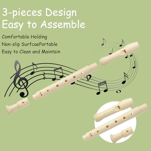 LOLYSIC Pacote com 6 instrumentos de gravador soprano, flauta para gravador de 8 furos, instrumentos