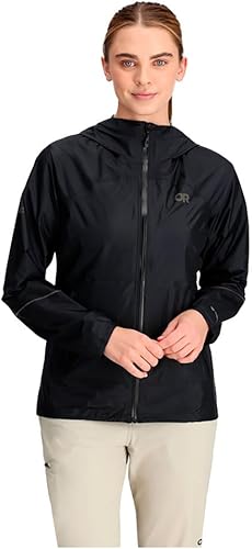 Miniatura 3 de Outdoor Research Chaqueta de lluvia de helio para mujer, color negro, S, Negro -