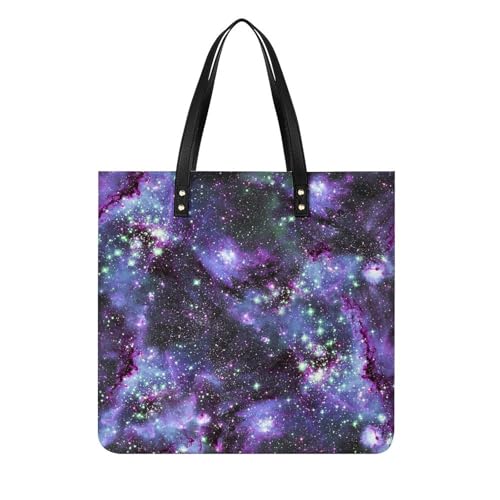 Sac à main shopper galaxie violet pour femmes : grand tote bag de voyage et bandoulière 39x39cm
