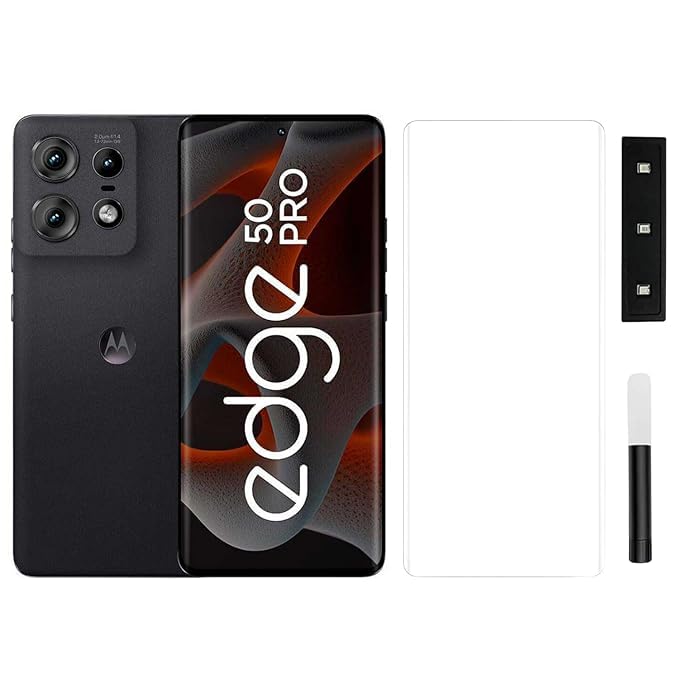 Image of Tempered Glass Screen Protector Compatible For Motorola Edge 50 pro with (3D UV) Edge to Edge Coverage and with Easy Installation Kit