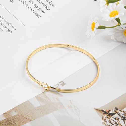 Gold Bar Bracelets for Women, 2.42“ Thin Cuff Bangle Hook Bracelet Golds Cuff Bracelet Adjustable Golden Bracelets for Women Gold Plated Handmade Minimalist Jewelry3