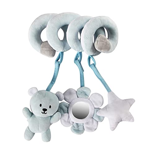 Image of TuiVeSafu Baby Hanging Toy for Stroller, Crib, and Car Seat - Bear Spiral Plush Circle, Early Educational Toy for Newborn Boys and Girls (Light Blue)