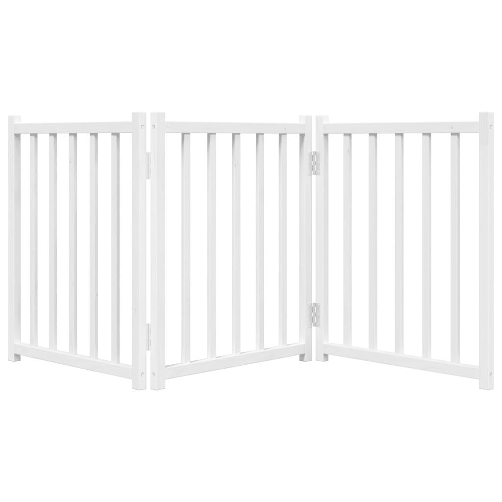 Puerta para perros de madera maciza de abeto blanco, 150 cm, plegable, para perros pequeños y medianos con punta curvada, para seguridad en interiores y exteriores