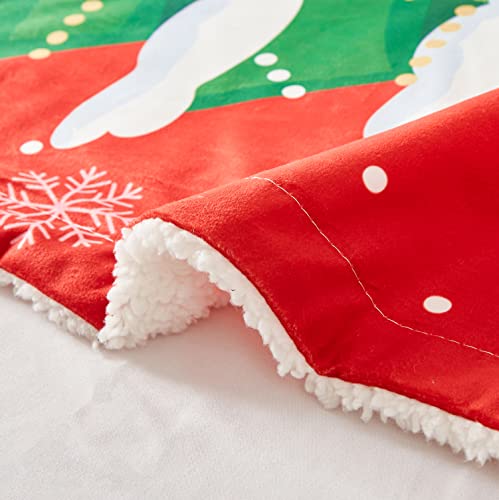 Merry Christmas Sherpa Throw Santa Calus Blanket, Snowman Pattern Reversible Xmas Throw Super Soft Cozy Plush New Year Holiday Blanket For Couch Sofa Bed, 50 ×60 Inches #TOP4