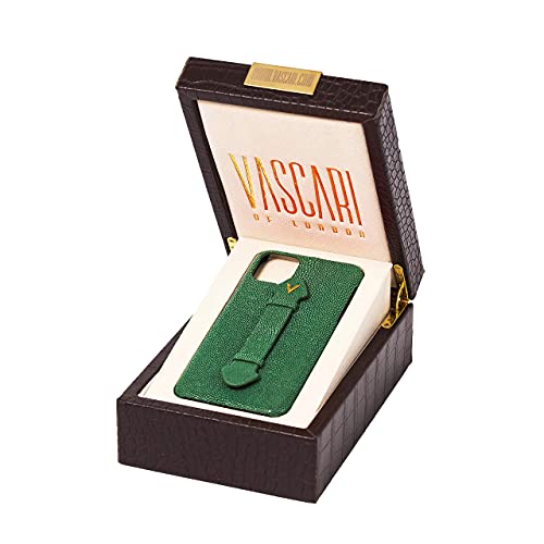 Coque iPhone 11 Pro Vascari étui cuir véritable vert style crocodile fait main