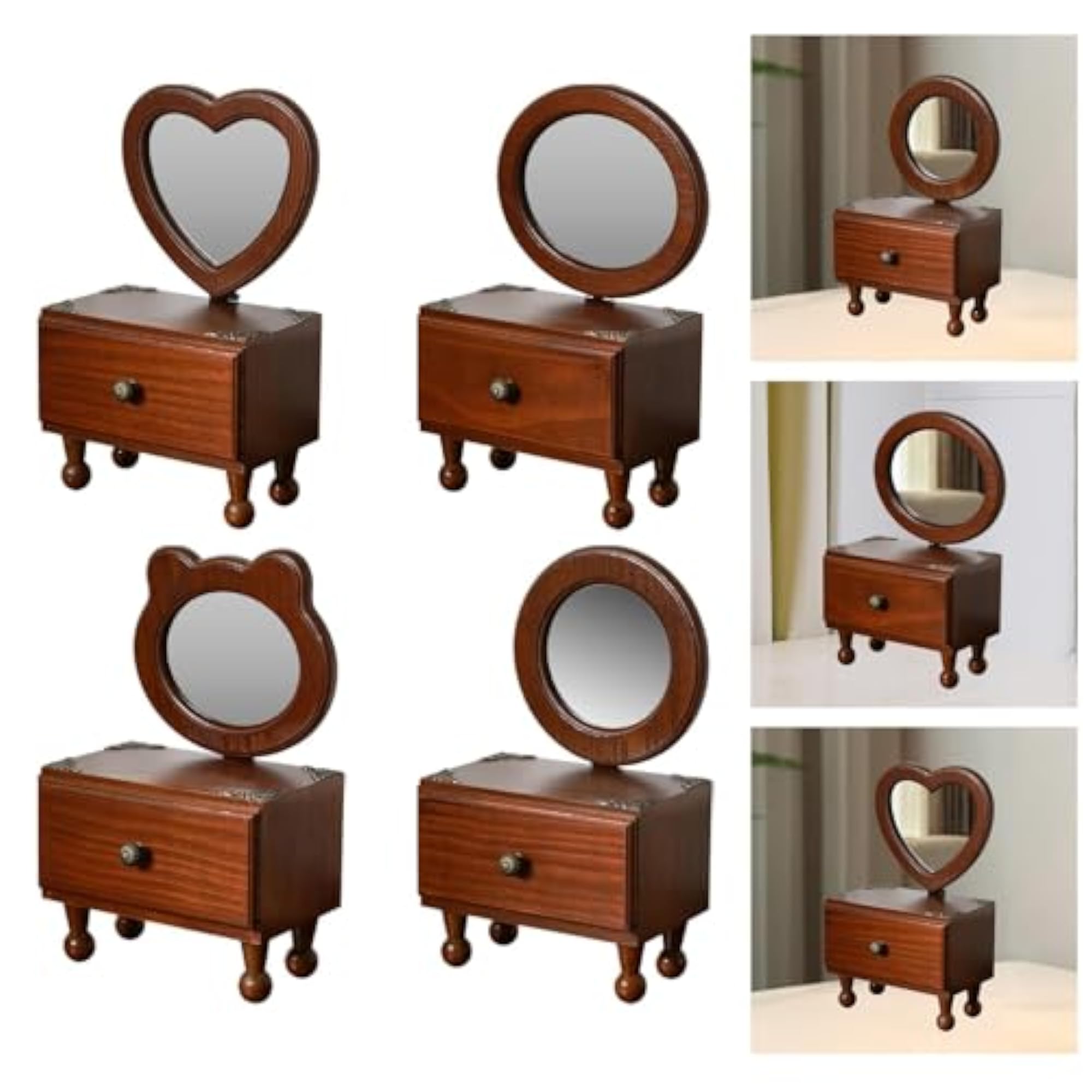 Retro Elegant Vanity Tabletop Mirror for Home Decor