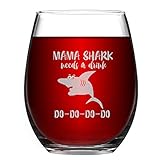 Wine Glass Baby Mama Shark Needs a Drink Do Do Novelty Wine Glass for Women with Sayings Funny Shark Gifts & Cup Accessories for Mom Mother Friends Funny Stemless Wine Glass