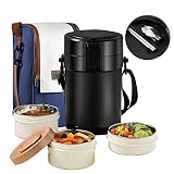Acasimo Pot à Lunch Thermique,2.4L récipient Thermique,réservoir Thermique,réservoir de Maintien au Chaud en Acier Inoxydable avec cuillère et Baguettes,récipient Alimentaire,récipient de Maintien au