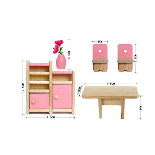 6 Set Dollhouse Furniture Kid Toy Bathroom Kid Room Bedroom Kitchen Living Room Dinning Room Set #TOP6