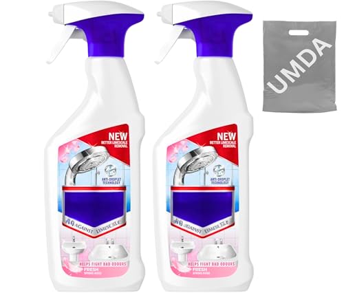 UMDA Détartrant pour salle de bain, spray détartrant pour toilettes, rose fraîche, (500 ml x 2) Aide à lutter contre les mauvaises odeurs