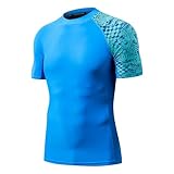 HUGE SPORTS Men's Splice UV Sun Protection UPF 50+ Skins Rash Guard Short Sleeves