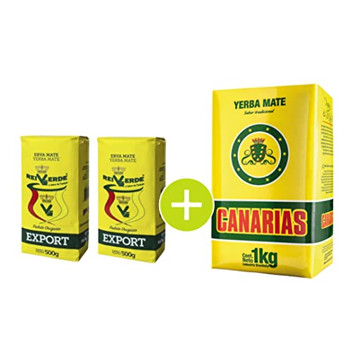 Pack de 2 Kilos de Yerba Mate Estilo Uruguayo - 1 Kilo de Yerba Mate Canarias Tradicional + 1 Kilo de Yerba Mate Rei Verde Export Tradicional Uruguayo Cover